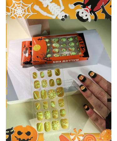 Halloween Luminous Press-On False Nails for Kids | 3 Boxes of Themed Fake Nails with Adhesive Tabs | Short Full Cover Nail Art Decoration - Buy Online on GoSupps.com