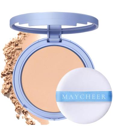 Oil Control Face Powder Pressed Setting Powder Waterproof Makeup Matte Finish Smooth polvo compacto de maquillaje Lightweight Longlasting Flawless Cruelty-free Cosmetics 0.35Oz- Nature Beige