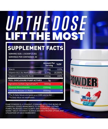 Man Sports Pump Powder Blue Bomb-Sicle Flavored Workout Enhancer Drink Mix (30 Days Supply) - Stimulant Free, 30 Servings - Buy Online on GoSupps.com