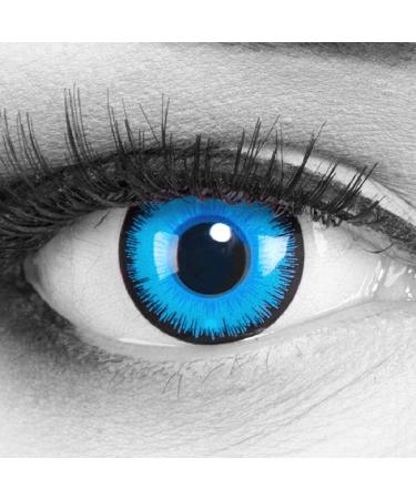 Colored contact lenses Meralens 1 pair of cosplay manga crazy fun blue year lentils alper with free lentil container.Perfect for Halloween carnival and carnival for costumes -1.50 diopttria -1.5 dioptria 8.6 millimeters 14.00 millimeters 2.0