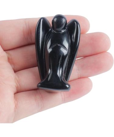 Lovionus89 Hand-Carved Black Obsidian Angel Statue | 5cm Healing Crystal Decoration | Natural Stone Figurine for Home & Gift - Buy Online on GoSupps.com