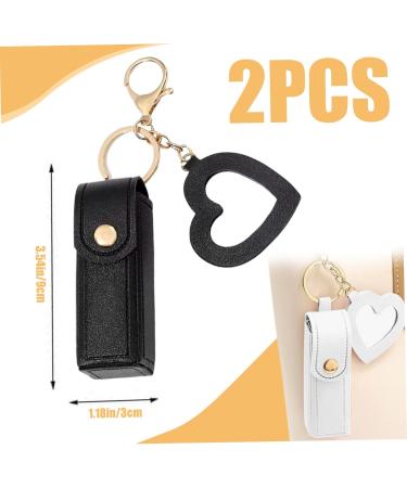Buy Lipstick Purse & Case - 2PCS Portable Lipstick Holder Set with Heart Mirror | Stylish Gift for Women - Black & White - Buy Online on GoSupps.com