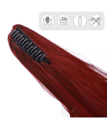 Ponytail Extension Braid with Bracket | Heat Resistant Realistic 18 Dark Red Hair Extensions | Smooth & Corrugated Styles - Buy Online on GoSupps.com