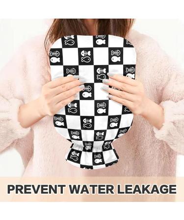 NAANLE Black & White Plaid Hot Water Bottle - 2L Large for Bed & Pain Relief | Ideal Heat & Cold Therapy with Transparent Cover - Buy Online on GoSupps.com