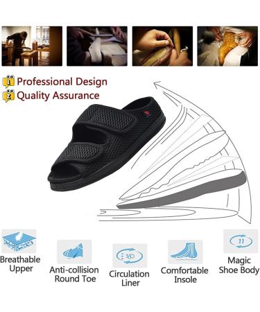 Buy Women s Diabetic Shoes | Extra Wide Open Toe Sandals for Comfort & Support - Adjustable Magic Stickers for Swollen Arthritic and Deformed Feet - Black Size 9 Men - Buy Online on GoSupps.com