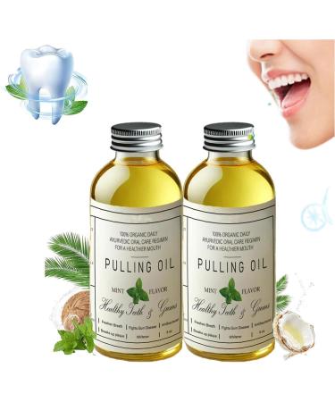 Pure Organic Coconut Oil Pulling 4 oz Mint Flavor, Coconut Oil Mouthwash (2pcs)