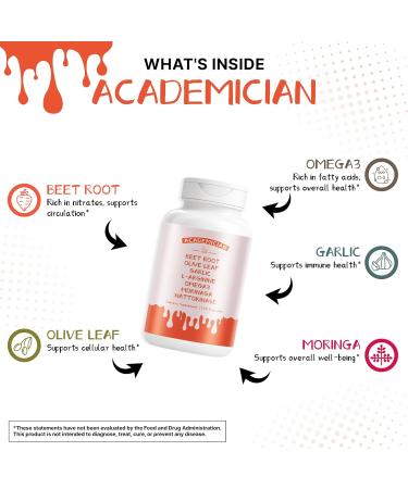 ACADEMICIAN Omega 3 Moringa Capsules with Beet Root Nattokinase L arginine Garlic Supplements Hydroxyt yrosol Olive Leaf Extract Organic - 120 Count - Buy Online on GoSupps.com