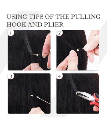 Neitsi Microlinks Hair Extensions Kit - 200PCS Silicone Rings & Tools for Easy Installation (Brown) - Buy Online on GoSupps.com