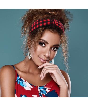 VELSCRUN 5 Pcs Plaid Headbands for Women - Wide Knot Top Vintage Hair Accessories in 5 Colors - Buy Online on GoSupps.com