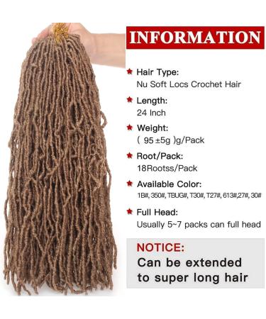 Xtrend 7 Packs 24 Inch Nu Faux Locs Crochet Hair Long Blonde Pre looped Gypsy Locs Crochet Hair Synthetic Goddess Faux Locs Braids Hair Natural Wavy Dreadlock Braids Hair Extensions 18strands/pack 27# 24 Inch (Pack of 7) 27# - Buy Online on GoSupps.com
