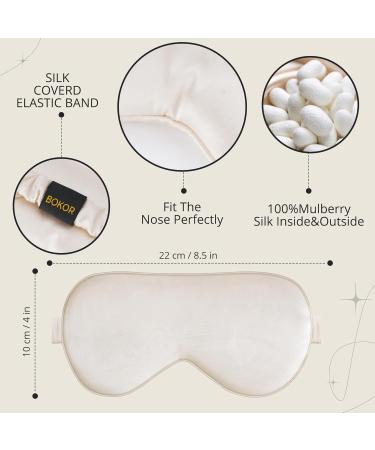 BOKOR Adjustable Silk Sleep Eye Mask - Luxury Mulberry Silk FSA/HSA Approved Light-Blocking Improve Sleep Quality Gift Ready with Travel Bag - Champagne - Buy Online on GoSupps.com