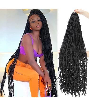 40 Inch New Soft Locs Crochet Hair 6 Packs Natural Color Faux Locs Crochet Braids Hair Pre Looped Synthetic Super Long Goddess Locs Pre Extended Crochet Locs Braiding Hair (40 Inch (Pack of 6) Natural Color 1B) 40 Inch...