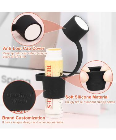 Desing Wish Silicone Lip Balm Holder with Cap Cover Chapstick Holder Keychain Sleeve Portable Lip Balm Key Chain with Key Ring and Wrist Strap Lanyard - Black - Buy Online on GoSupps.com