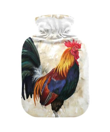 Hot water bottles with cover rooster chicken hot water bag for pain relief hot cold compress feet and bed warmer 2 liters