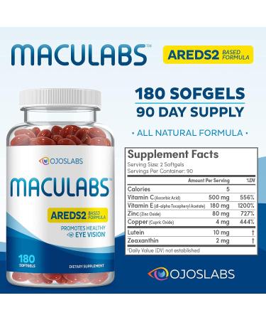 OjosLabs Eye Vitamins - AREDS 2 Formula with Lutein & Zeaxanthin - 180 Softgels for Macular Health - Vision Support Supplements for Adults - Made in USA - Buy Online on GoSupps.com