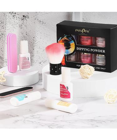 Roseflower Dipping Powder Nails Kit - 6 Colors Nude Dip Powder with Base & Top Coat - DIY Home Manicure - Fast International Shipping - Buy Online on GoSupps.com