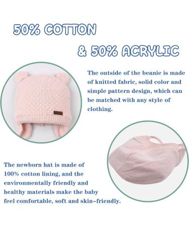 XIAOHAWANG Baby Earflap Beanie Hat - Soft Knit Beanies for Baby Boys and Girls - Cute Bear Design - Autumn Winter 18-36 Months - Pink - Buy Online on GoSupps.com