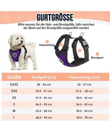 Slowton No Pull Dog Harness - Soft Padded Breathable Small & Medium Dog Breast Harness in Purple | International Shipping Available - Buy Online on GoSupps.com
