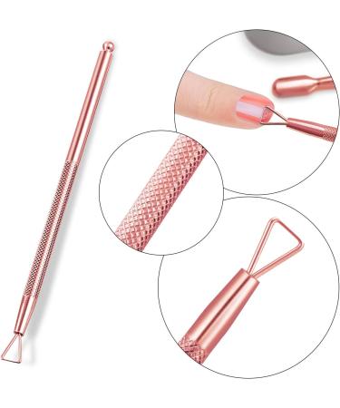Stainless Steel Cuticle Pusher Kit - Triangle Peeler, Scraper, Double Ended Cutter & Nail Cleaner - Rose Gold Finish - Buy Online on GoSupps.com