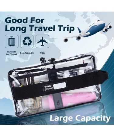 Rough Enough Clear Cosmetic Bag | TSA Approved Toiletry Organizer with Zipper Pockets & Handle - Buy Online on GoSupps.com