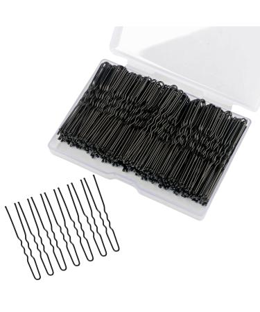 200PCS Hair Pins for Buns Black Hair Grips U Shape Bobby Pins Bun Clips for Long Hair Thick Hair Hair Accessories for Women Bun Maker for Wedding Bride Hairdressing with Storage Box (Black)