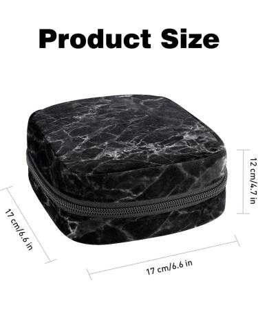 Stylish Black Marble Menstruation Pad Bag with Zipper | Women's Napkin & Tampon Storage | Perfect Collective Bag for Girls - Buy Online on GoSupps.com