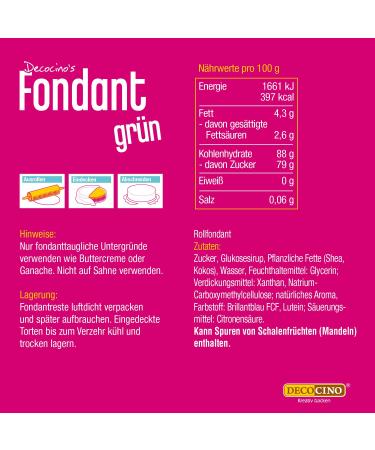DECOCINO Fondant Green 250g | Vegan & Palm Oil Free Cake Decoration for Tarts & Cupcakes - Buy Online on GoSupps.com