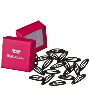 HAARallerliebst hair clips oval (20 pieces | black | approx. 5 cm) including box for storage (box color: pink)