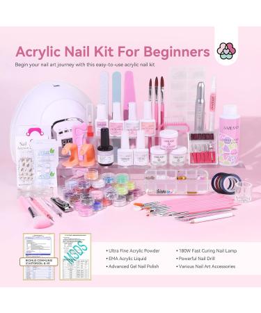 Saviland Acrylic Nail Kit for Beginners | Complete Nail Tools with Keratin Powder Castor Oil Gel Polish & 180W Nail Lamp - Buy Online on GoSupps.com