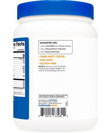 Nutricost Sodium Citrate Powder 2LB (32.4oz) - Food Grade Non-GMO - Emulsifier Natural Flavor Enhancer Food Preservant No Added Flavor 31.99 Ounce (Pack of 1) - Buy Online on GoSupps.com