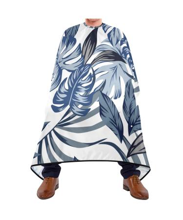 Waterproof Barber Cape -Blue Leaf Pattern Cheetah Haircut Bib for Men Unisex Hair Cutting Cape(8rp1a)