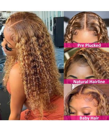 Iris Queen 24 Ombre Lace Front Wig - Curly Brazilian Human Hair, 150% Density, Honey Blonde & Brown Highlights for Black Women - Buy Online on GoSupps.com