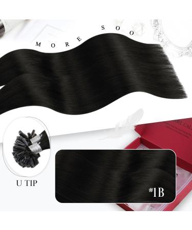 Moresoo Real Hair Extensions U Tip 60cm Black Keratin Bondings - 1g Remy Pre-Bonded Nail Tip Extensions 50g #1B - Buy Online on GoSupps.com