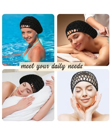 Black Mesh Crochet Hair Net Snood for Women - Sleep Cap & Hair Accessory - Buy Online on GoSupps.com