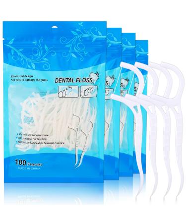 umorismo 400 Pcs Dental Floss Sticks Disposable Floss Picks with Box 2 in 1 Dental Toothpick Cleaning Floss for Women Men Interdental Cleaning