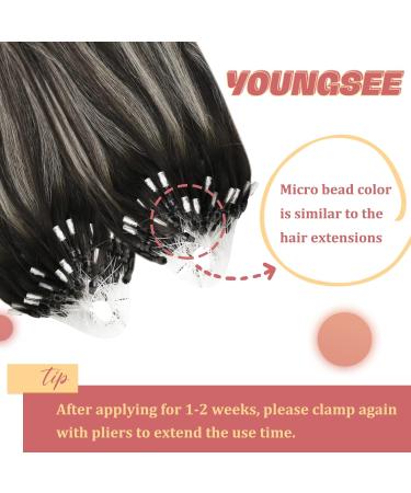 Buy Youngsee Microring Hair Extensions - Real Hair 40cm Black Balayage Silver | Best Quality & International Shipping - Buy Online on GoSupps.com