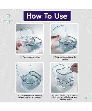 Retainer Brite Cleaning Kit Including 96 Tablets (3 Month Supply) and Case - Retainer Box Ideal for retainers mouthguard dentures invisalign. Removes Plaque and Tartar. (Black) - Buy Online on GoSupps.com
