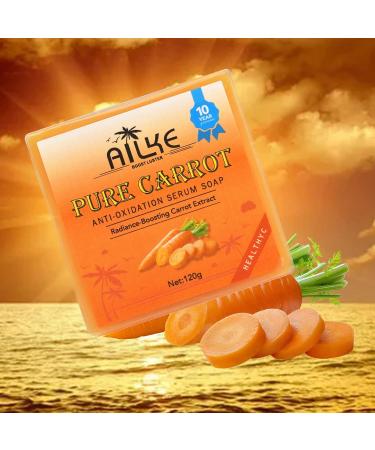  AILKE BOOST LUSTER AILKE Pure Carrot Anti-Oxidant Serum Soap Cleaning Stain Whitening Smooth & Soft Skin With Vitamin E Amino Acids Glycerin For All Skin Types 120g (Pack of 1) - Buy Online on GoSupps.com