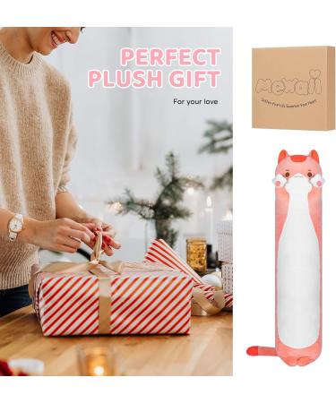 Mewaii 28in Long Cat Plush Pillow - Cute Stuffed Animal Squishy Toy for Kids (Pink) - Buy Online on GoSupps.com