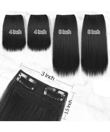 LNERATO 4 PCS Synthetic Hair Toppers for Women - Invisible Clips, Thinning Hair Solution - Black (1B) - Double 4 inch and Double 8 inch - Hair Volume Enhancer - Buy Online on GoSupps.com