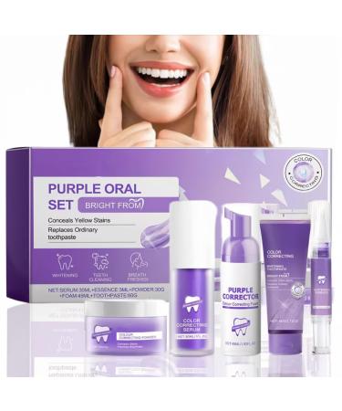 5 Days Teeth Whitening Powder, Teeth Whitening Set, 5-piece set for teeth whitening, Include serum 30ml, Essence 3ml, Tooth powder 30g, Foam 45ml, Toothpaste 60g, For Tooth Stain Removal