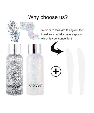 Shop Body Glitter Gel for Festivals | Sparkling White & Silver Sequins - Long-Lasting Liquid Face & Hair Makeup - Buy Online on GoSupps.com