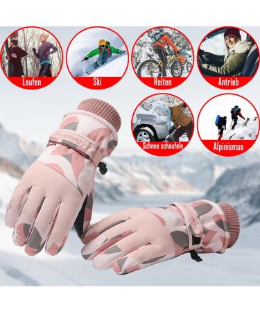 Lecylanker Women's Ski Gloves - Touchscreen Waterproof Snowboard Gloves - Stylish Pink Winter Sports Gloves - Buy Online on GoSupps.com