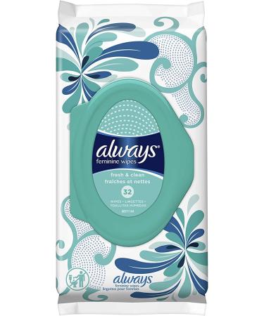 Always Fresh & Clean Feminine Wipes - 32 Count, Pack of 6