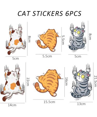 Funny Cat Bumper Stickers Set - 6 Cartoon Decorative 3D Animal Stickers for Cars - Shop Now Worldwide! - Buy Online on GoSupps.com