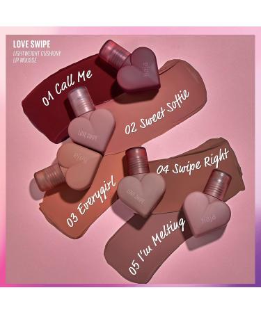 Kaja Lip Mousse - Love Swipe 01 Call Me | with Raspberry Seed Oil and Vitamin E Buildable Blendable Moisturizing Velvet Finish Weightless Texture Deep Shades Vivid Color Long Lasting 0.22 Oz - Buy Online on GoSupps.com