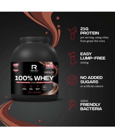 Reflex Nutrition 100% Whey Protein Powder 2kg - Chocolate Flavor | High Protein with Amino Acids | No Added Sugar - Buy Online on GoSupps.com