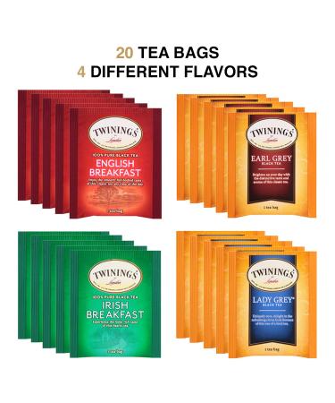 Twinings Black Tea Variety Pack - 20 Tea Bags | Premium Quality - 1.41 oz (40g) - Buy Online on GoSupps.com