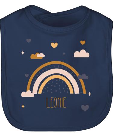 Gift with name personalized by Shirtracer - Baby Bib - Boho Rainbow Rainbow 1 Navy Blue