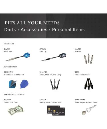 Casemaster Single Black Dart Case with Solid Plastic Insert - Holds 3 Steel Tip and Soft Tip Darts - Tough Nylon Covering for Flights Protection - Buy Online on GoSupps.com